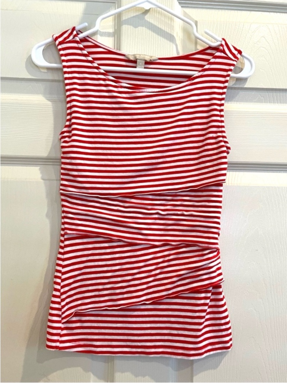 BANANA REPUBLIC Red and White Striped Tank Top